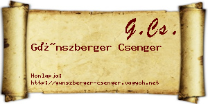 Günszberger Csenger névjegykártya